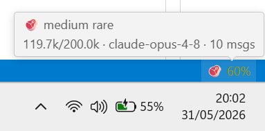 Status bar context meter with tooltip