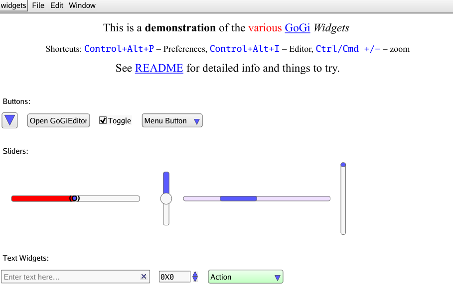 Screenshot of Widgets demo