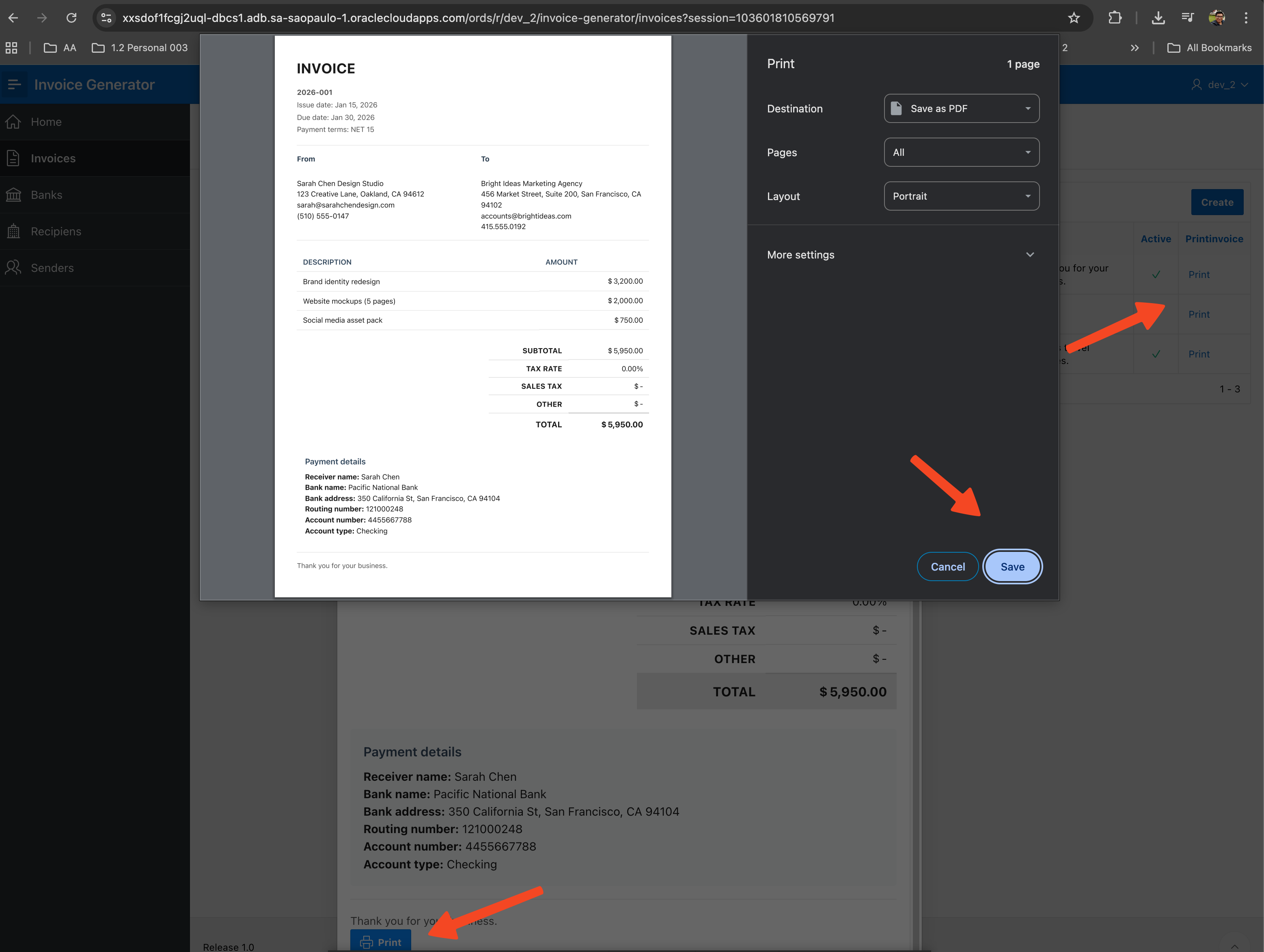 Browser print dialog — Save as PDF