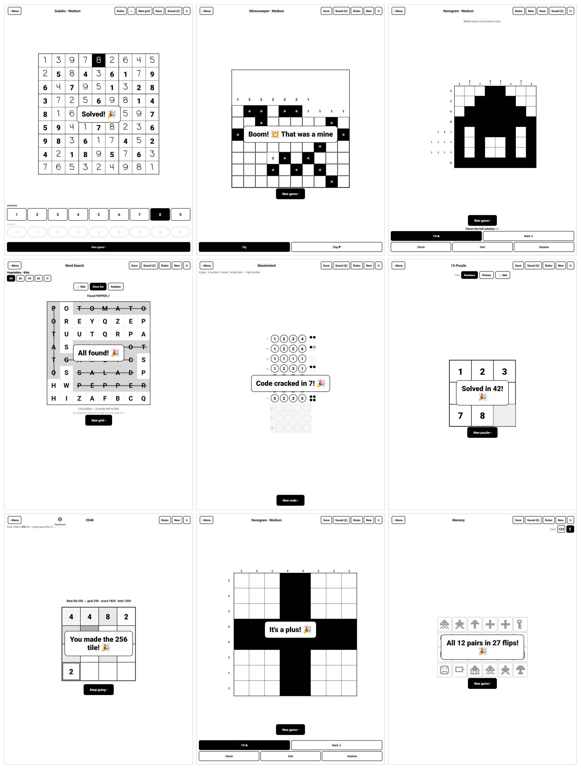 Solo puzzles