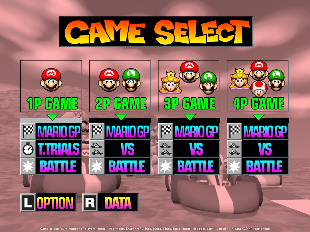 Game select over the 3D scene