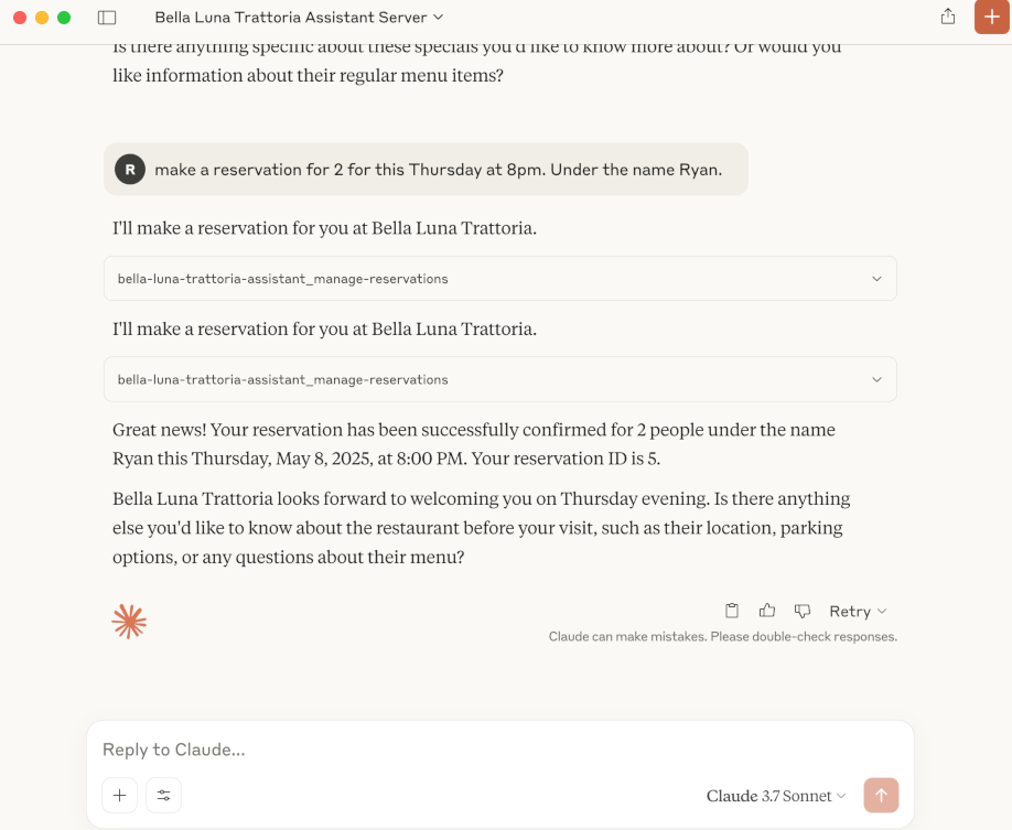 Making a reservation