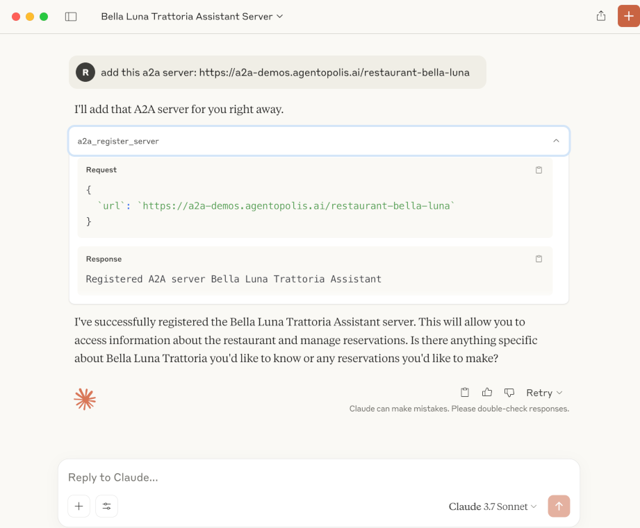 Adding an A2A server