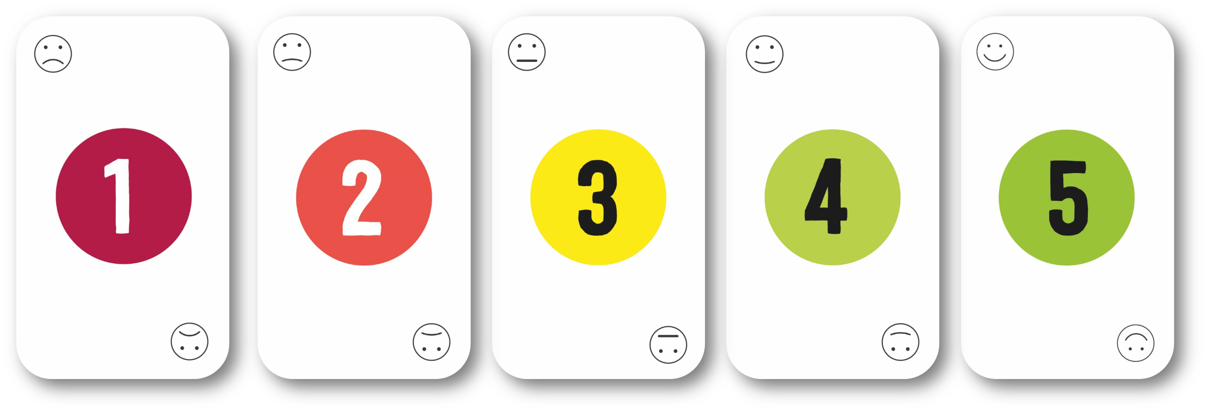 Five emoji voting cards