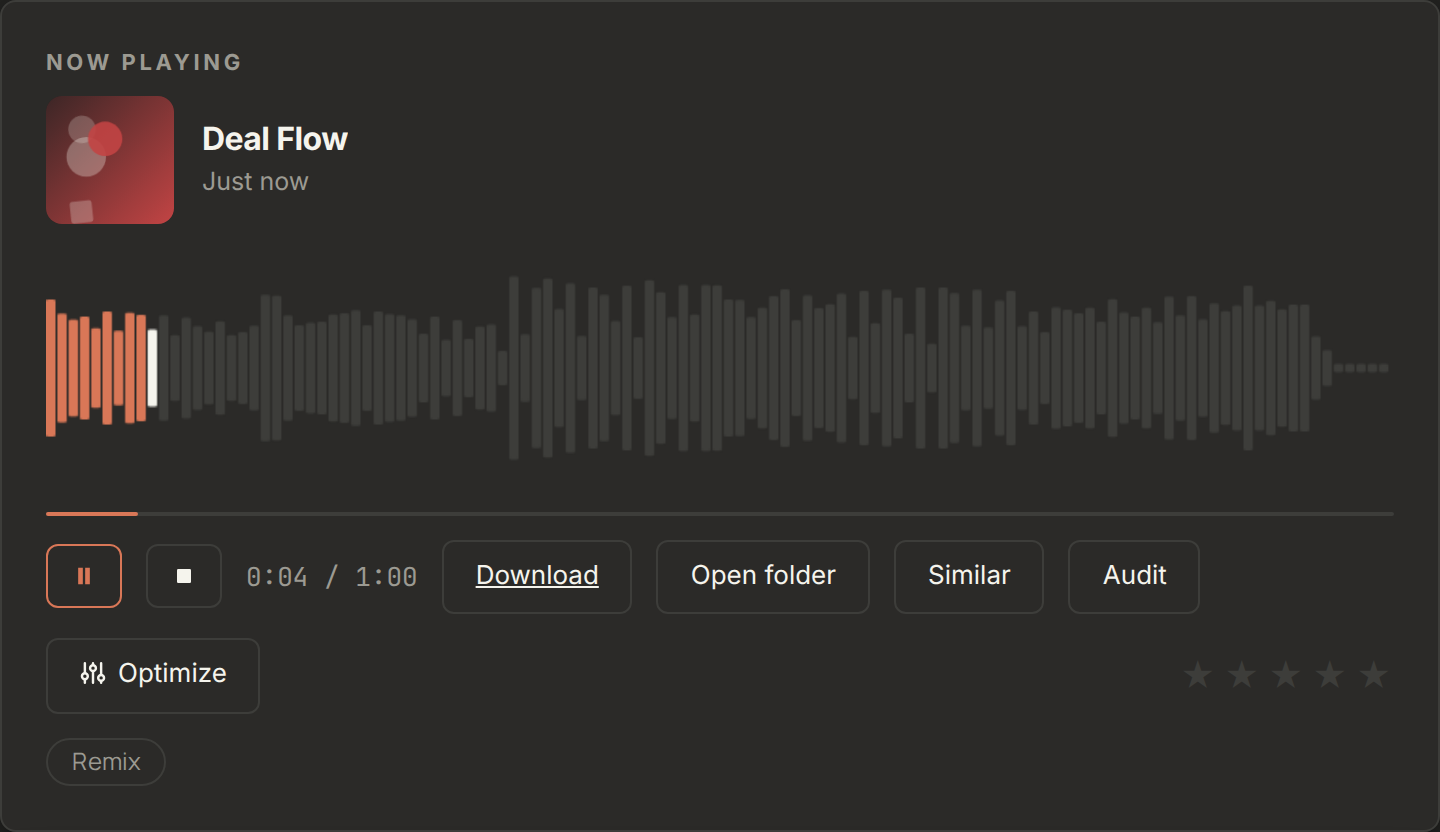 Player mid-playback: the played part fills in orange, click anywhere to jump