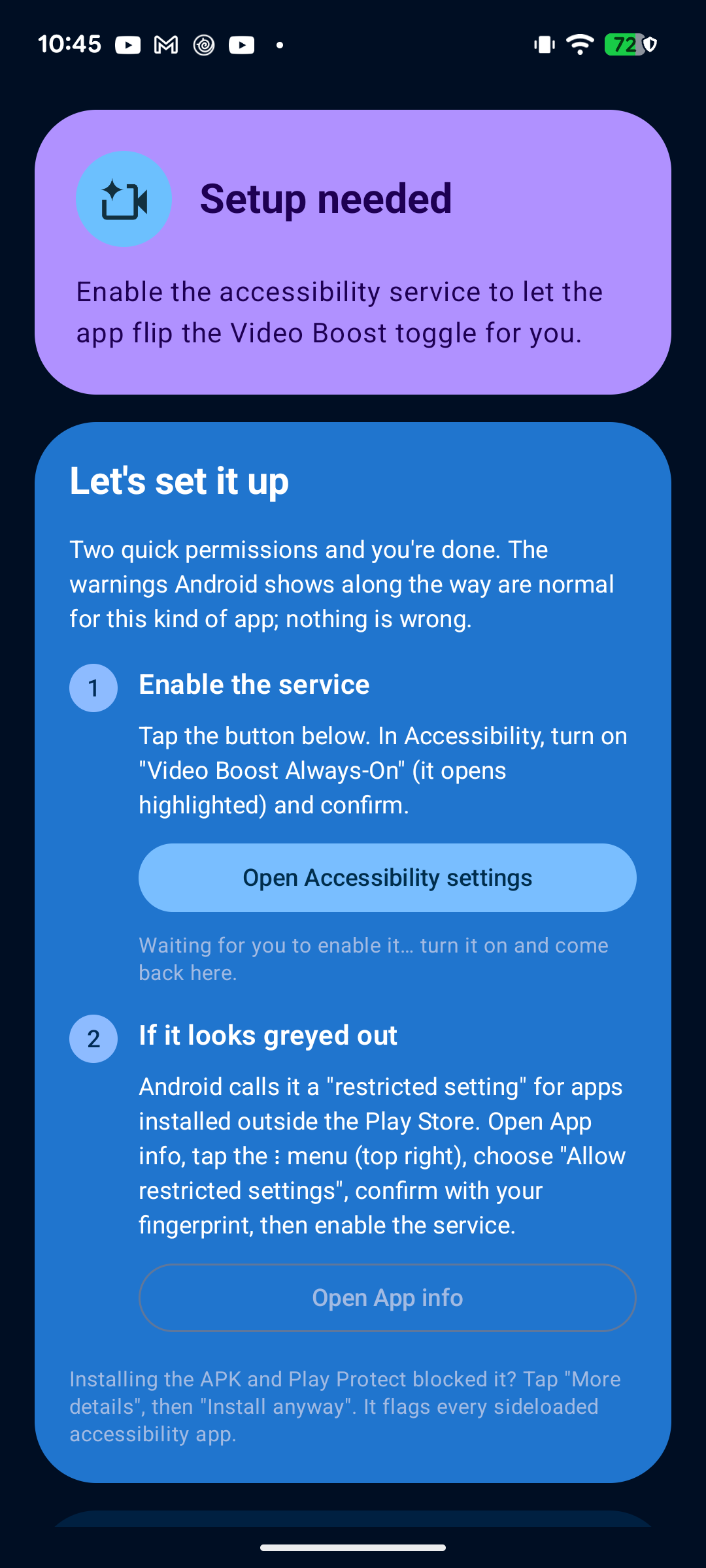 Guided setup