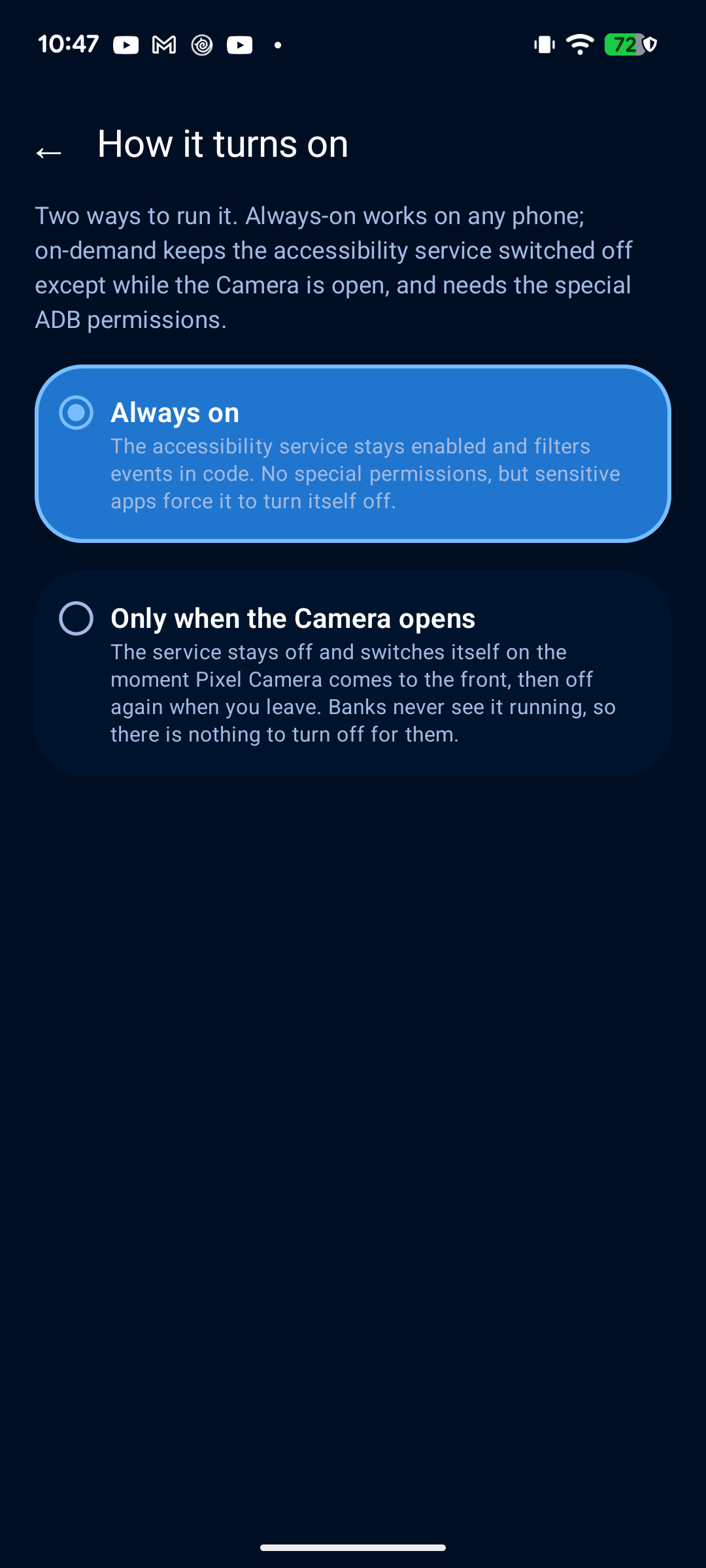 Activation modes