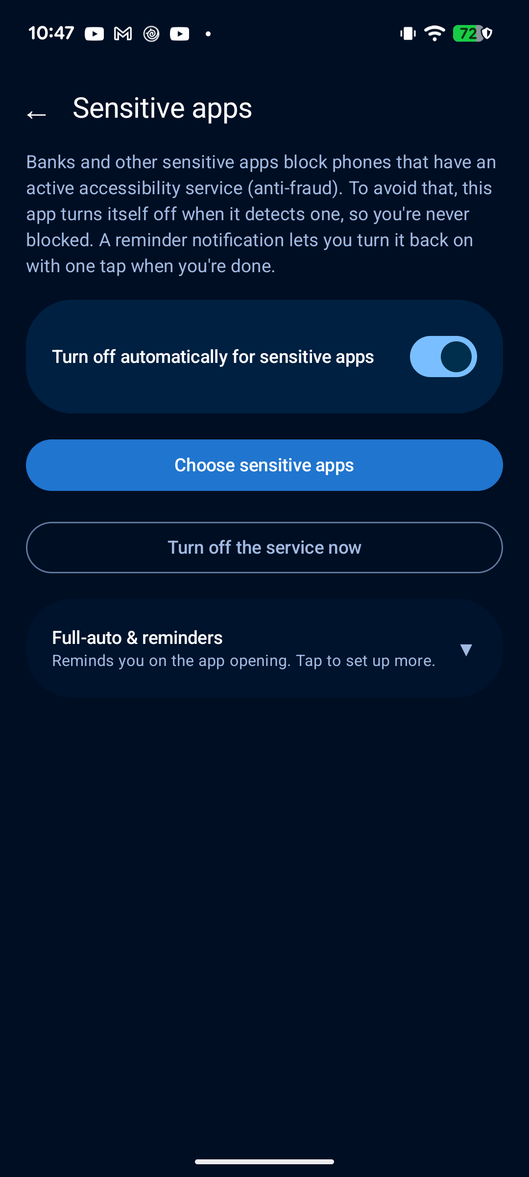Sensitive apps