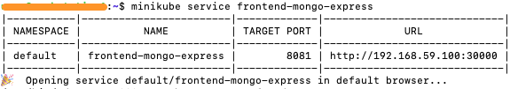 Minikube exposing frontend-mongo-express