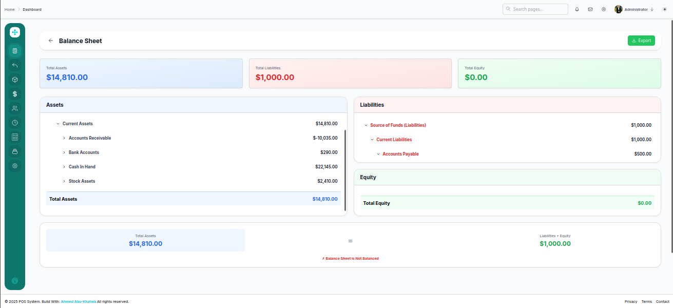 Finance Screen