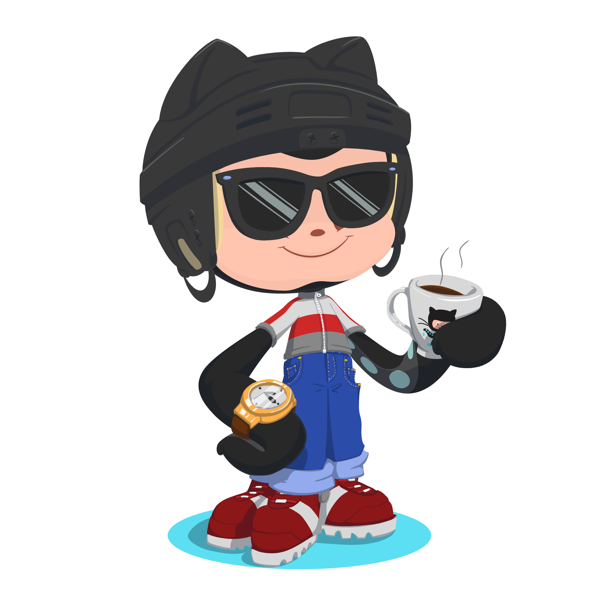 GitHub Octocat Drinking a Cup of Coffee