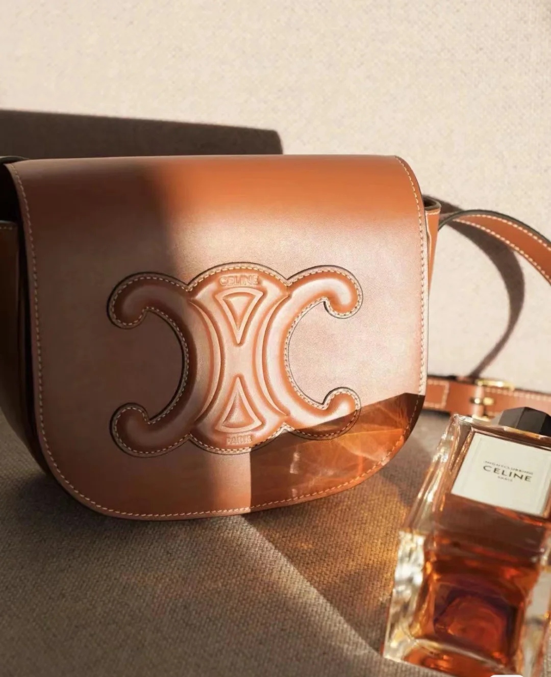 Celine Embossed Saddle Purse