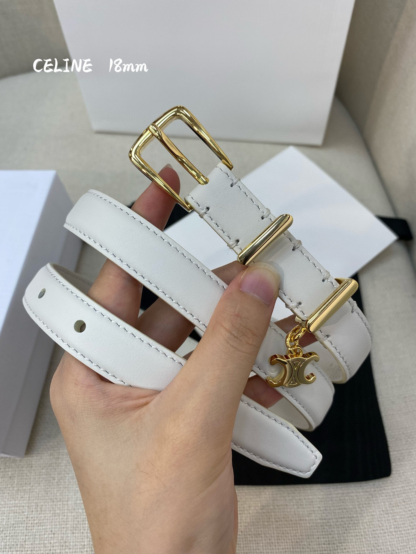 Celine 1.8cm Smooth Calfskin Belt