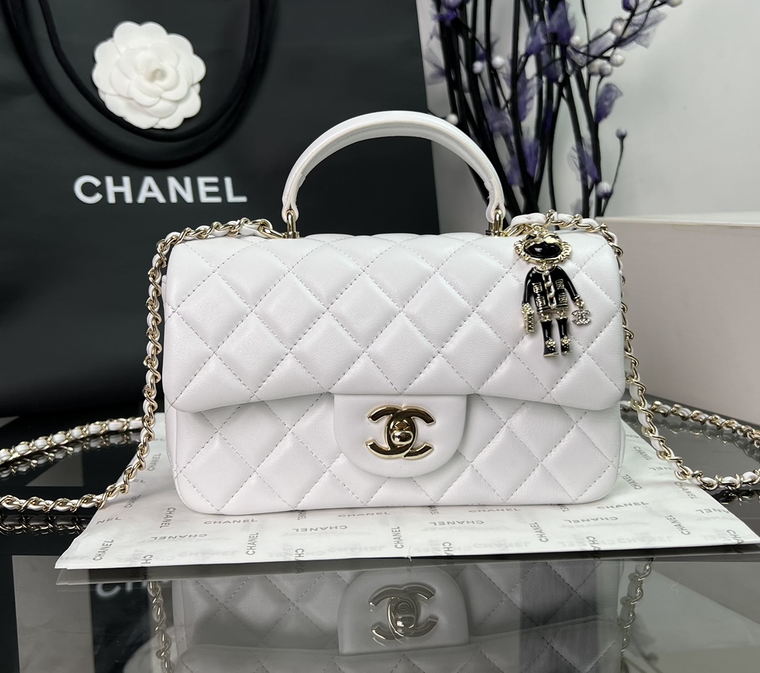 Chanel CF White Sheepskin Bag