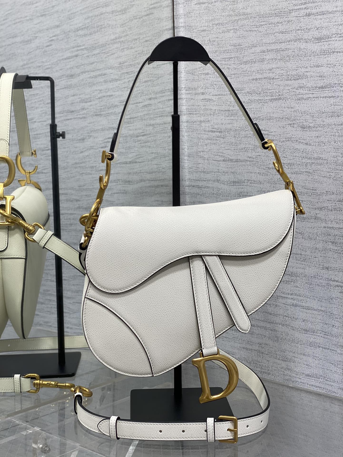 Dior CD Saddle Bag White Large