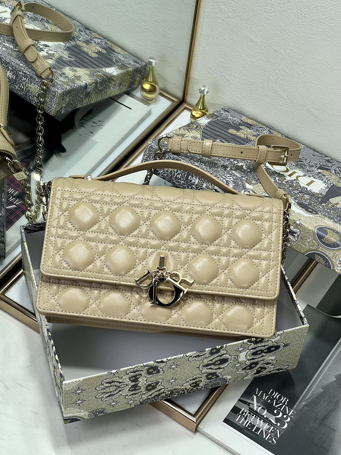 Lady Dior Cannage Chain Clutch