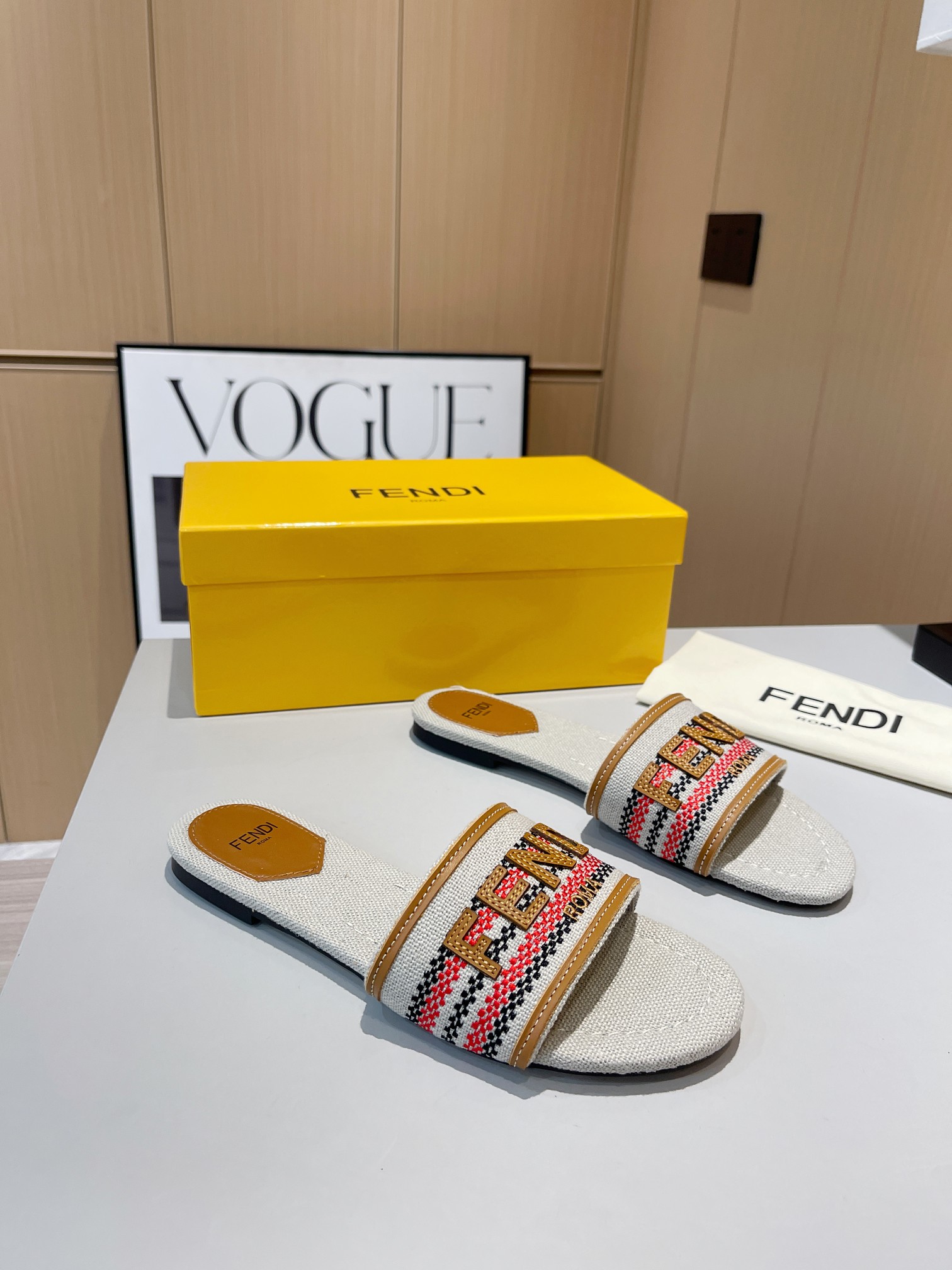 Fendi Men's Genuine Leather Summer Sandals