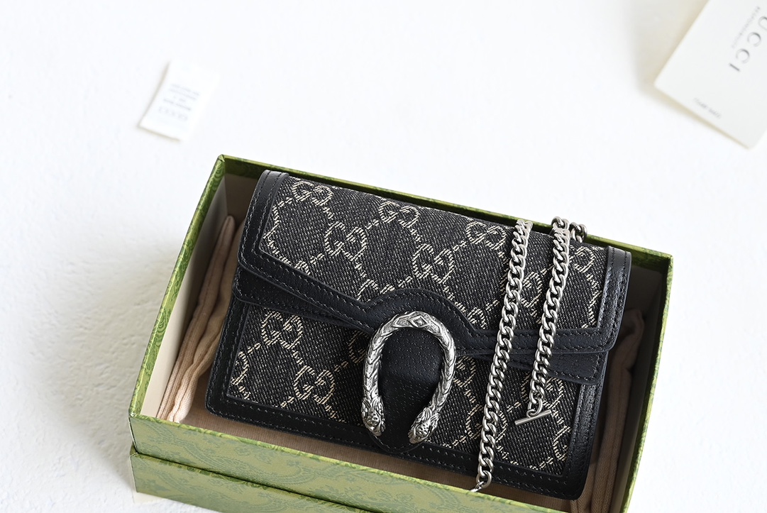 Black Denim GG Dionysus Mini
