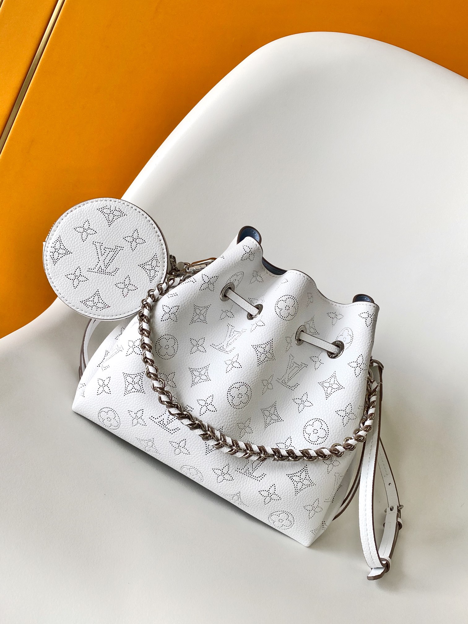 LV Perforated Leather Bella Bucket Bag