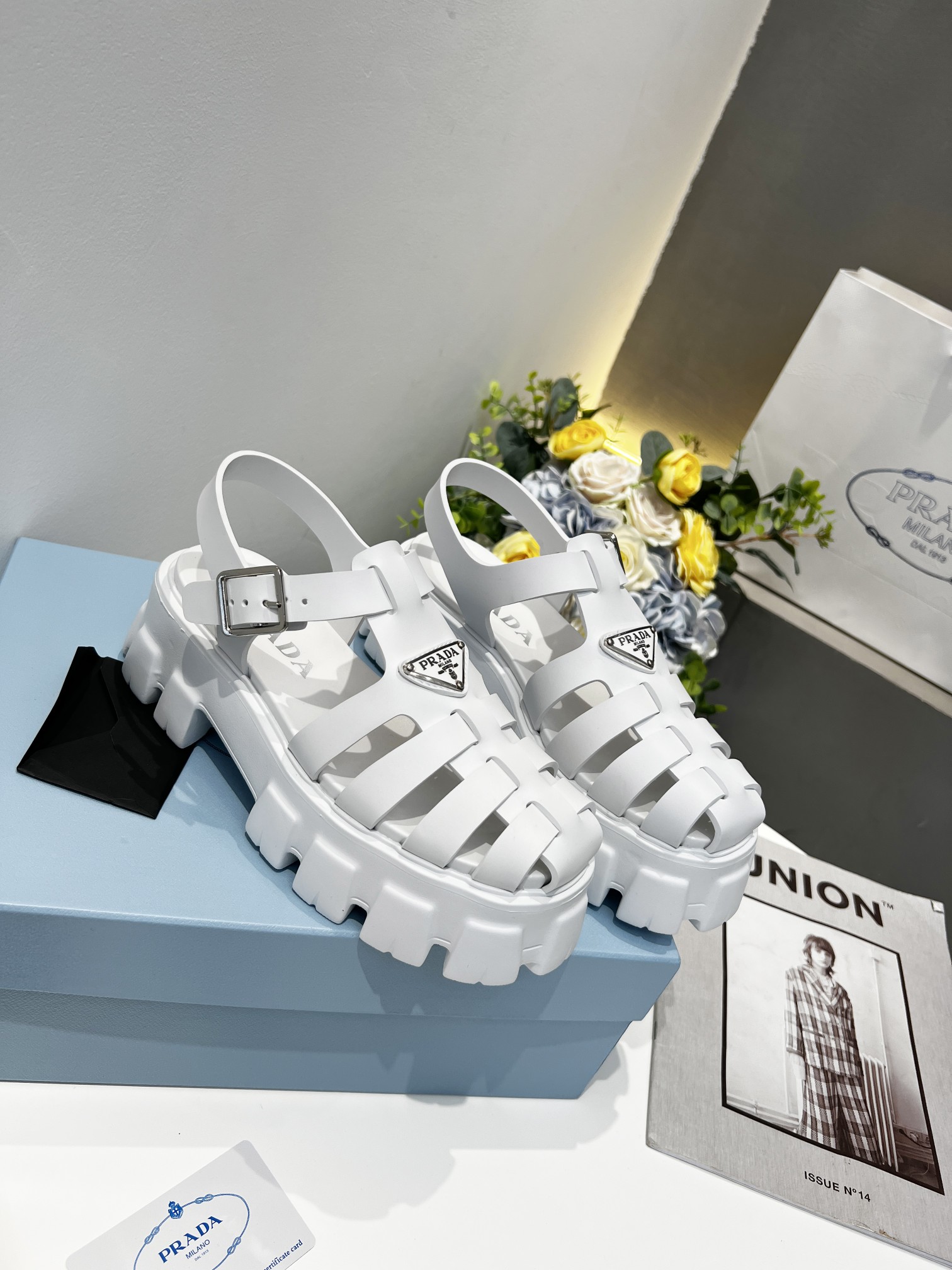 Prada Zigzag Rubber Sandals