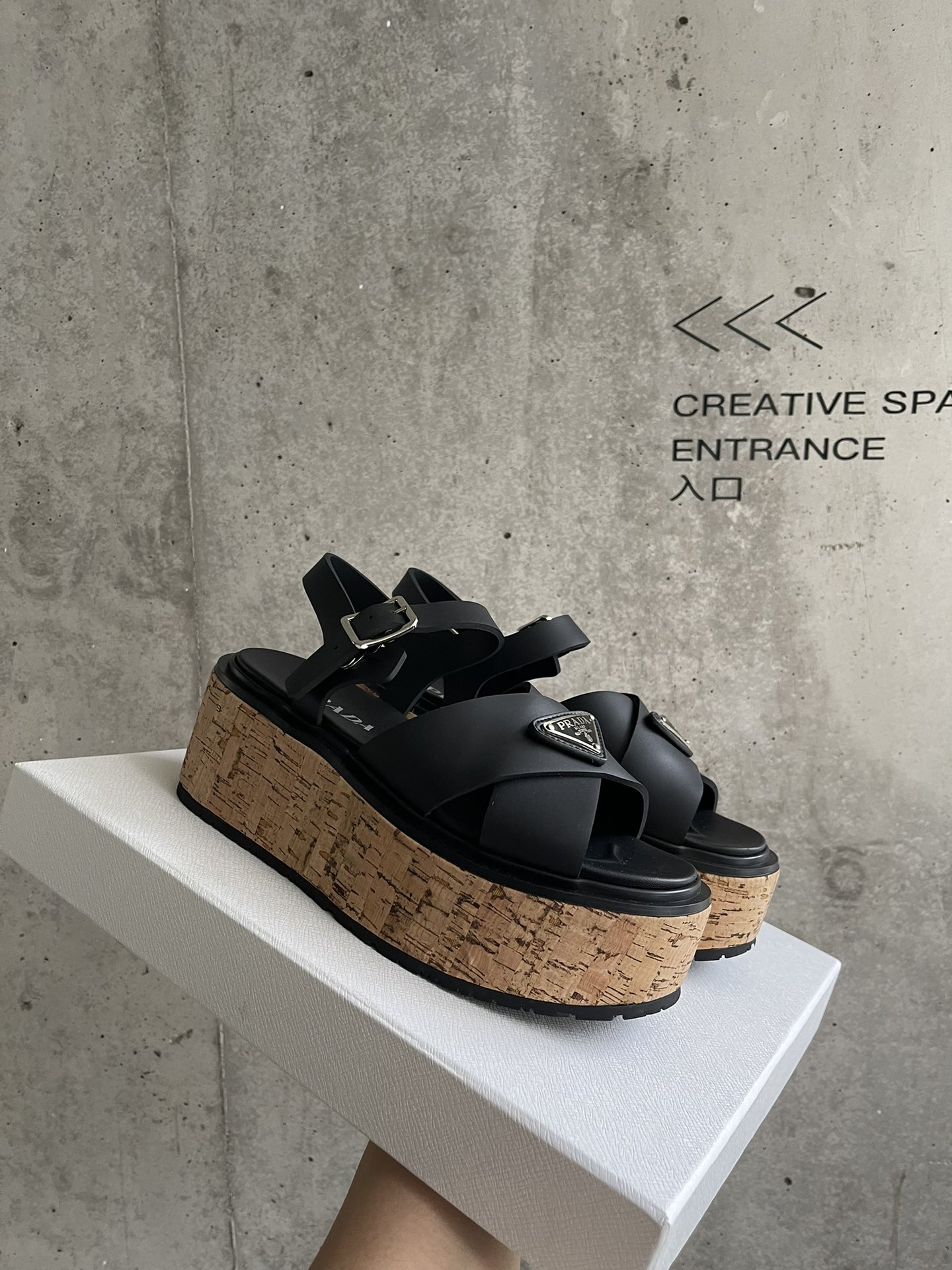 PRADA SNGG Thick‑Sole Roman Sandals