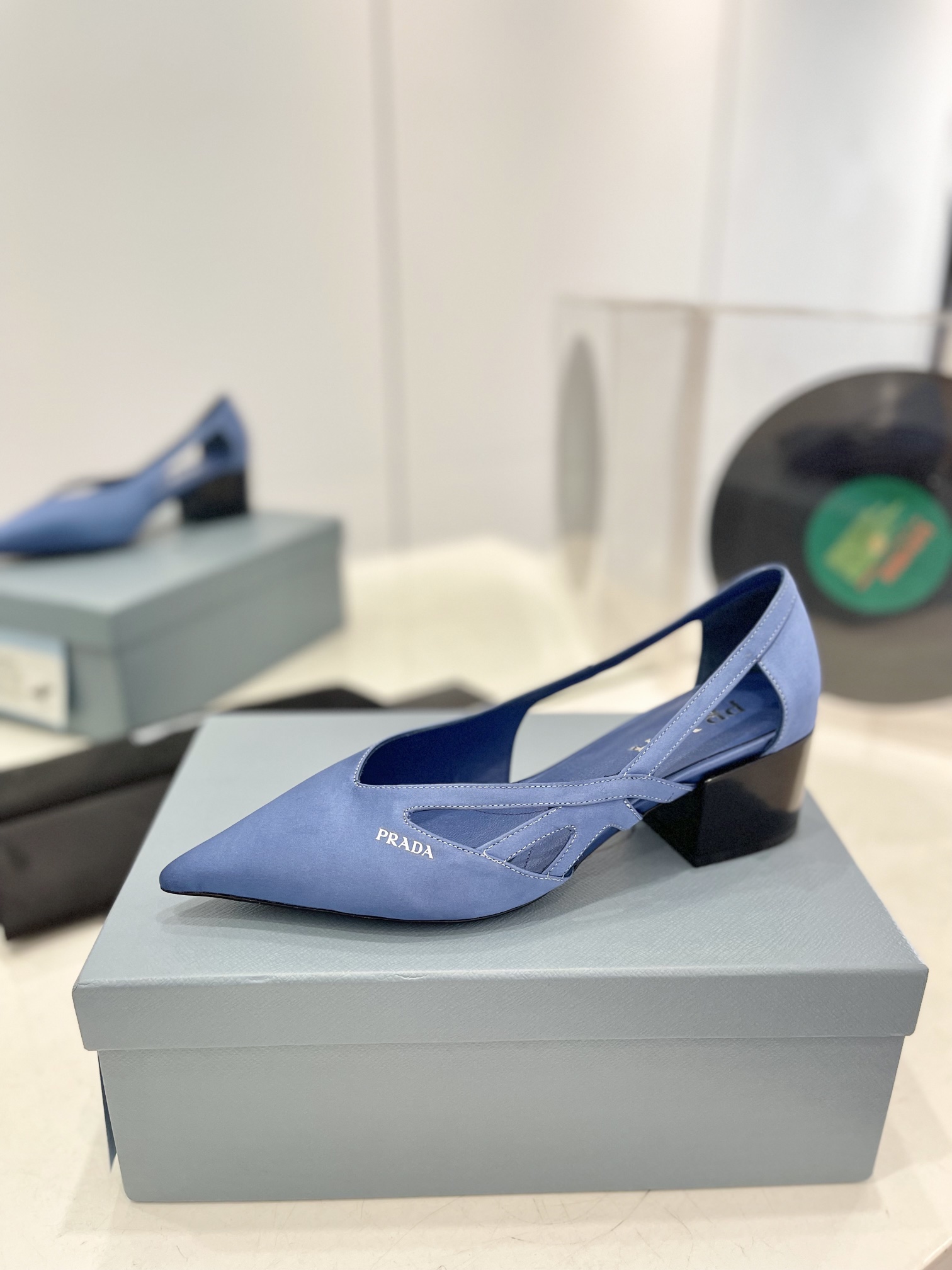 Prada Silk Pointed Thick Heels