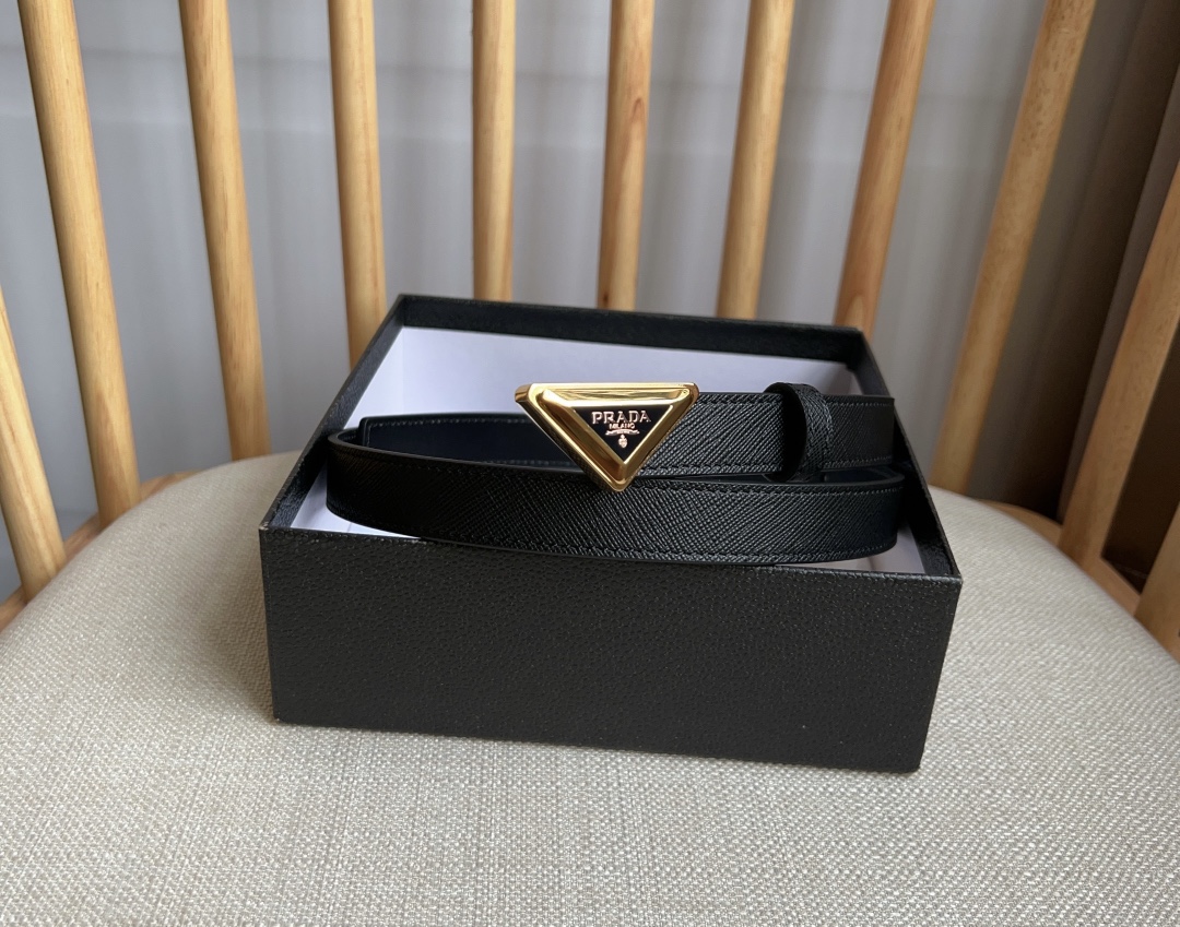 Prada Saffiano Leather Triangle Buckle Belt