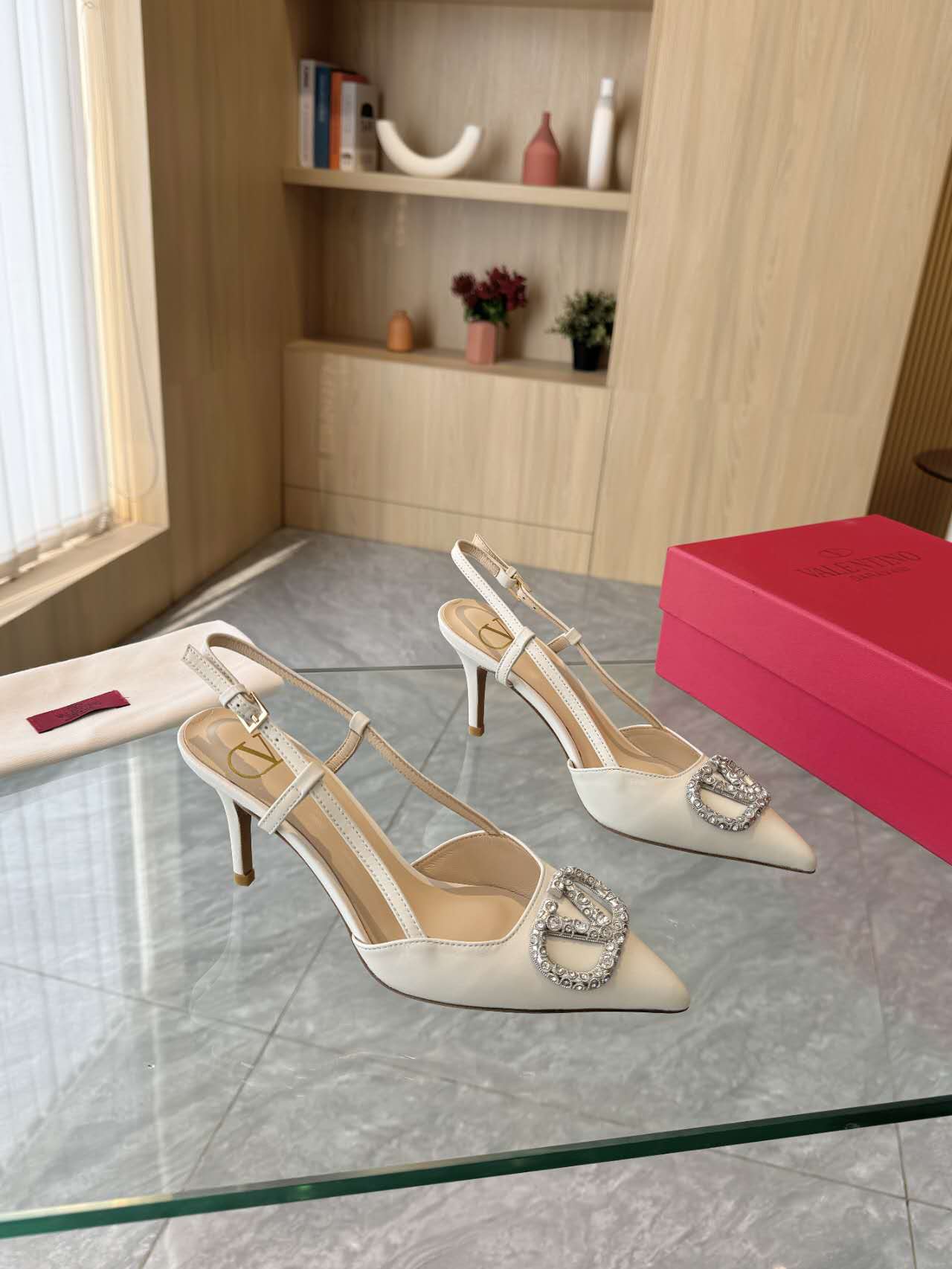 Valentino V Buckle Diamond Heels