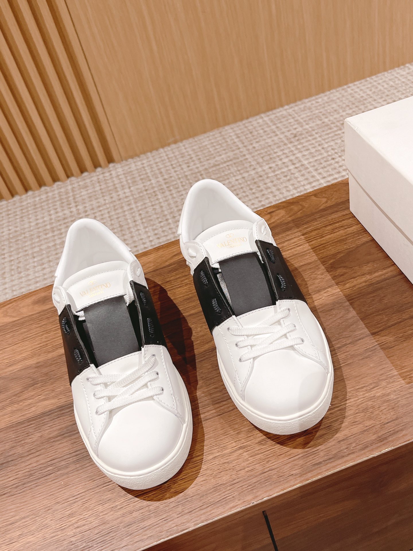 Valentino Silk Calfskin White Sneakers