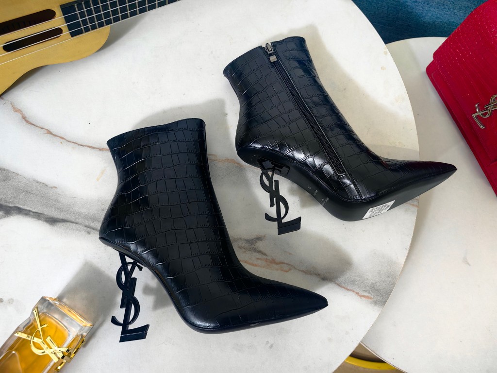 YSL 10.5cm Patent Heel Boots