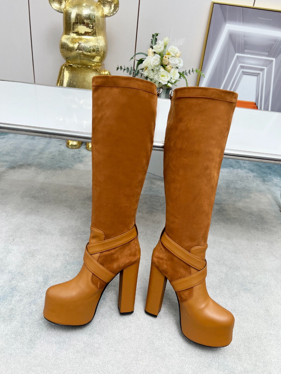 YSL 14.5cm Block Heel Platform Boots