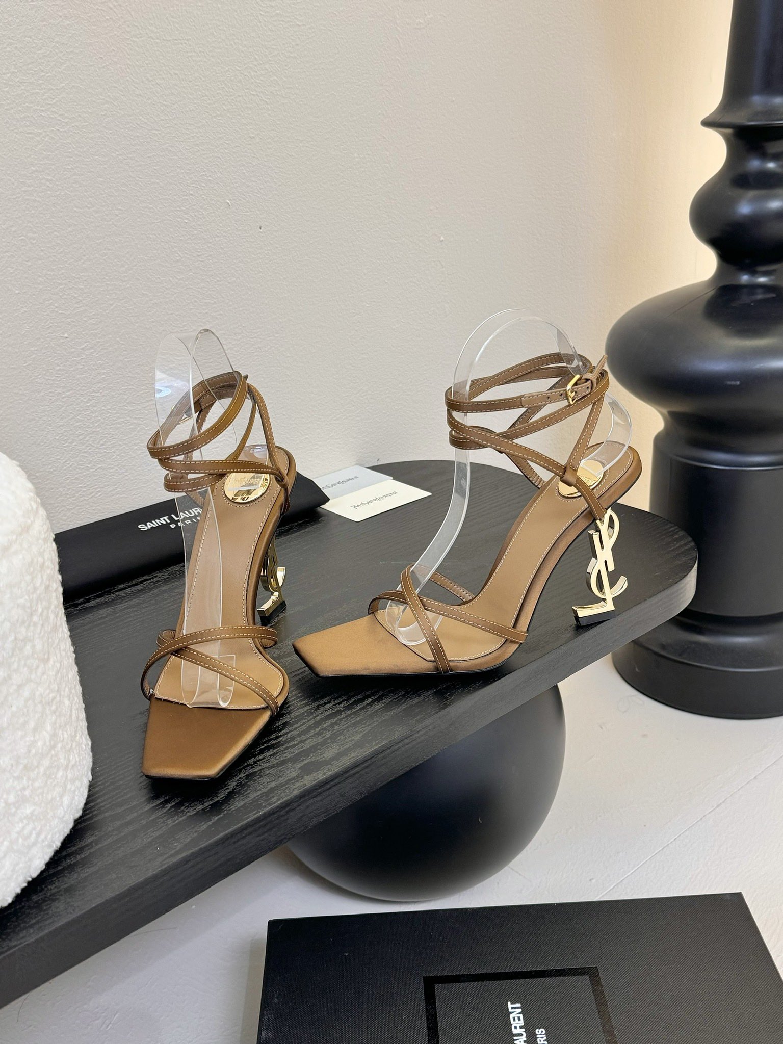 YSL 10.5cm Cross-Strap Diamond Heels