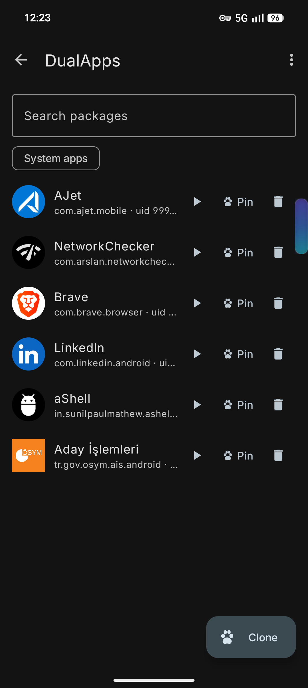 Apps of a user