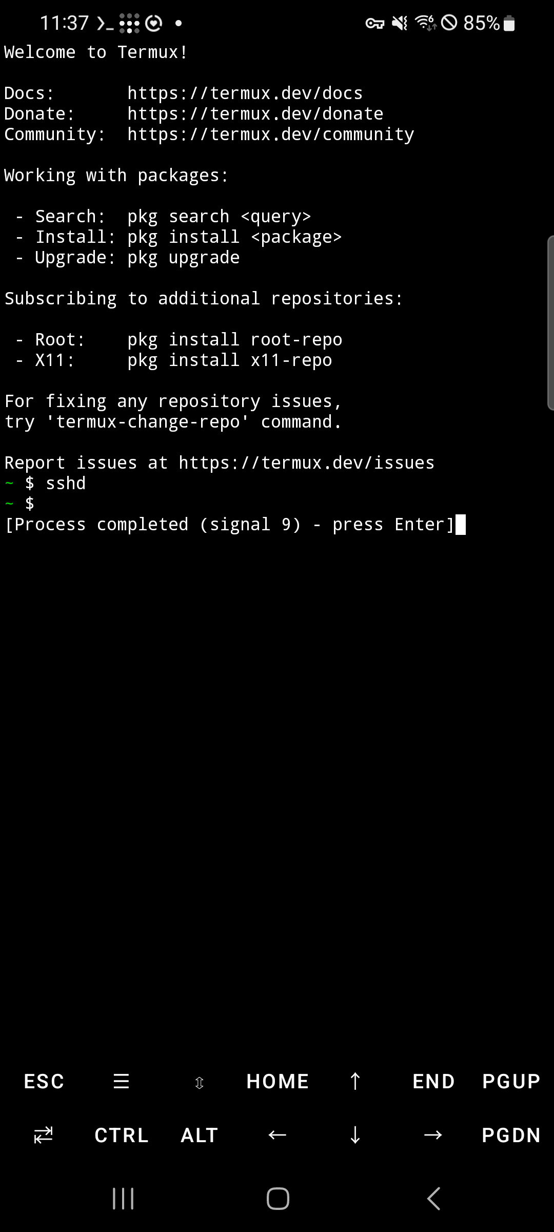Process completed signal 9