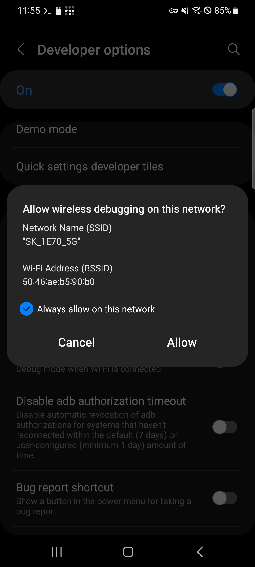 Allow wireless debugging