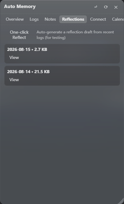 Reflections tab