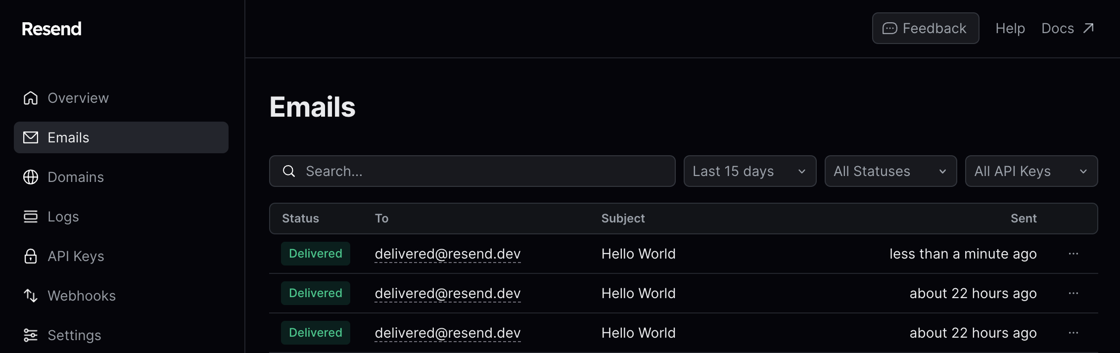 resend admin