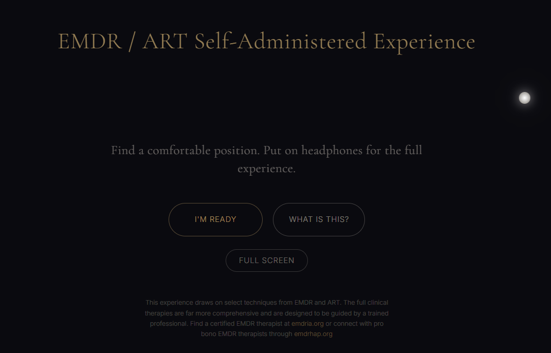 EMDR app entry screen