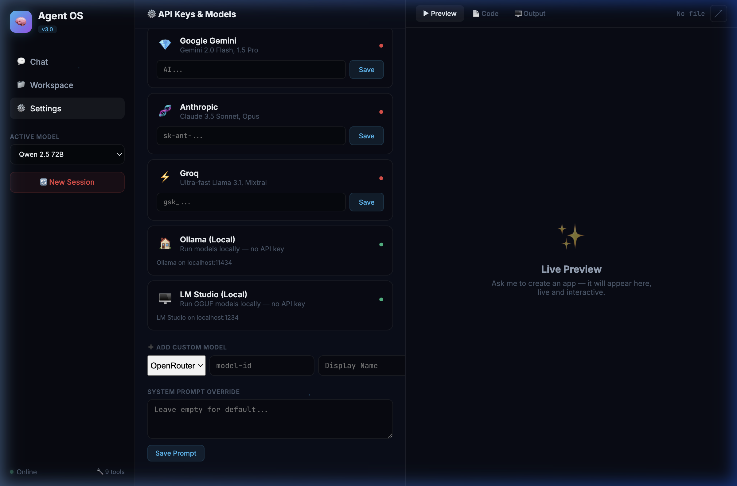 Settings Bottom