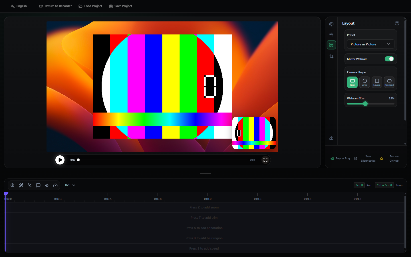 Mirror Webcam toggle enabled