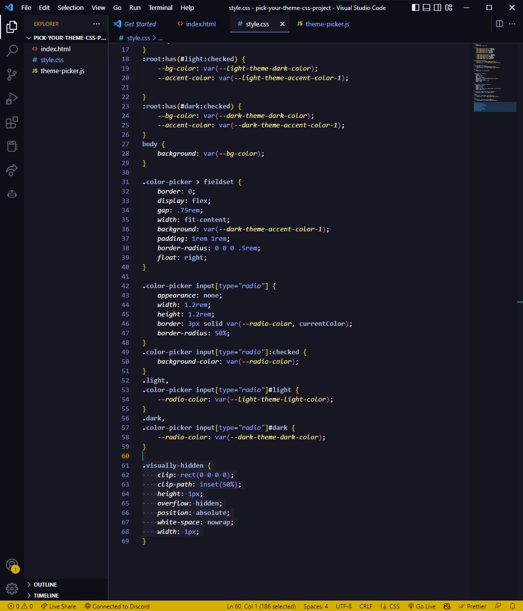 screenshot of css code
