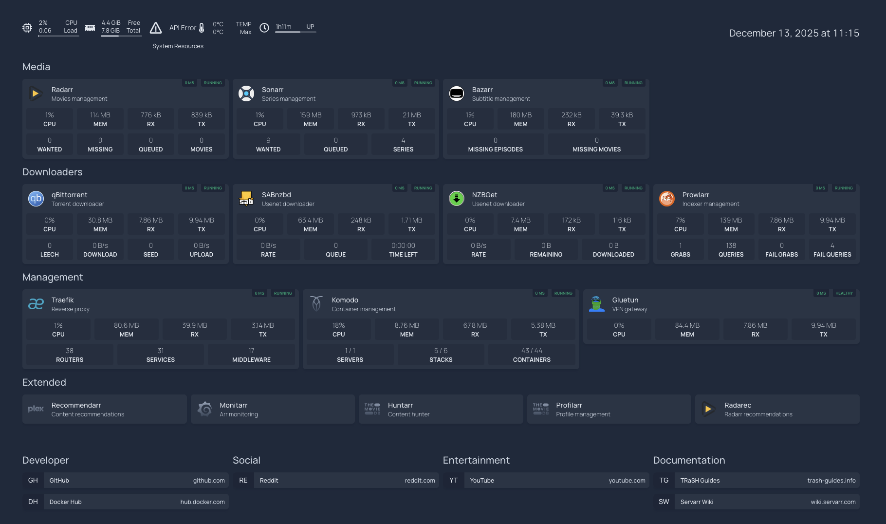 Homepage Dashboard