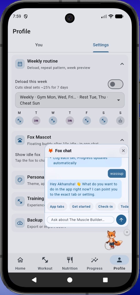 Fox mascot — in-app chat welcome