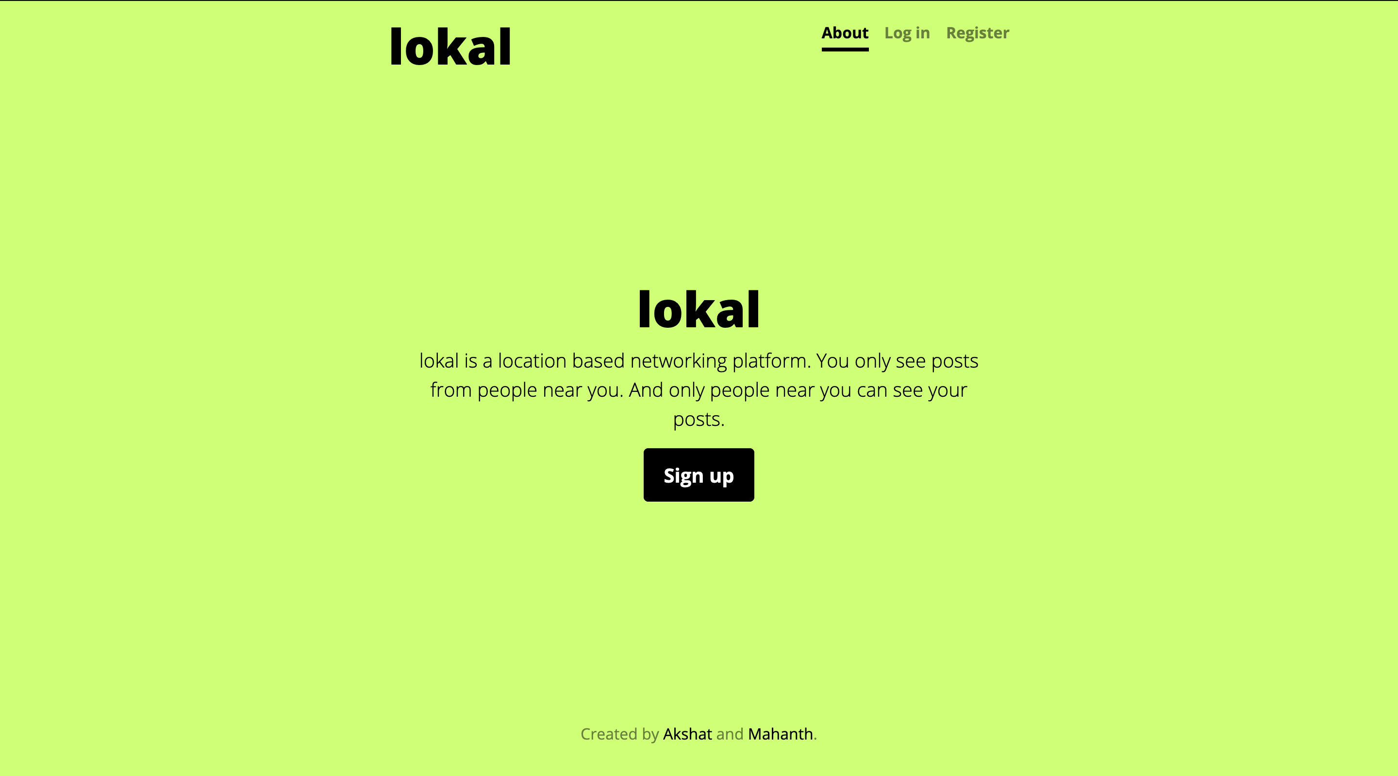 lokal welcome page