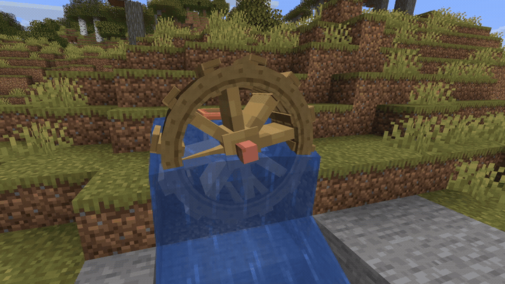 Water Mill — a wheel spinning in a stream of flowing water