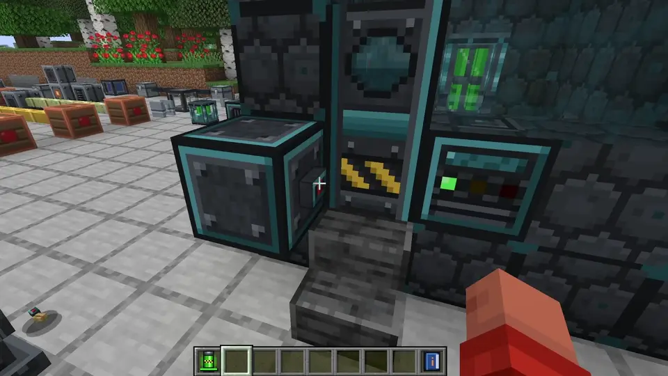 Reactor airlock panel sliding down into the floor