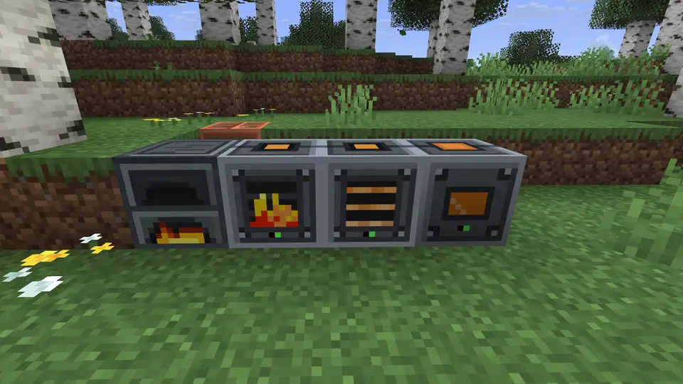 Four Ala Industrial machines running with animated front faces