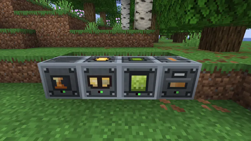Four Ala Industrial machines running with animated front faces
