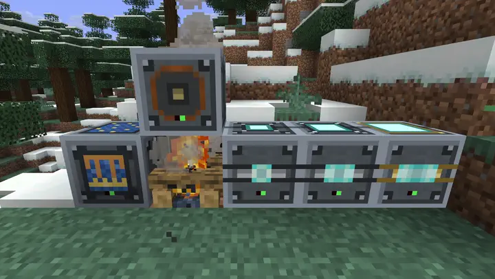 Five Ala Industrial blocks running with animated faces