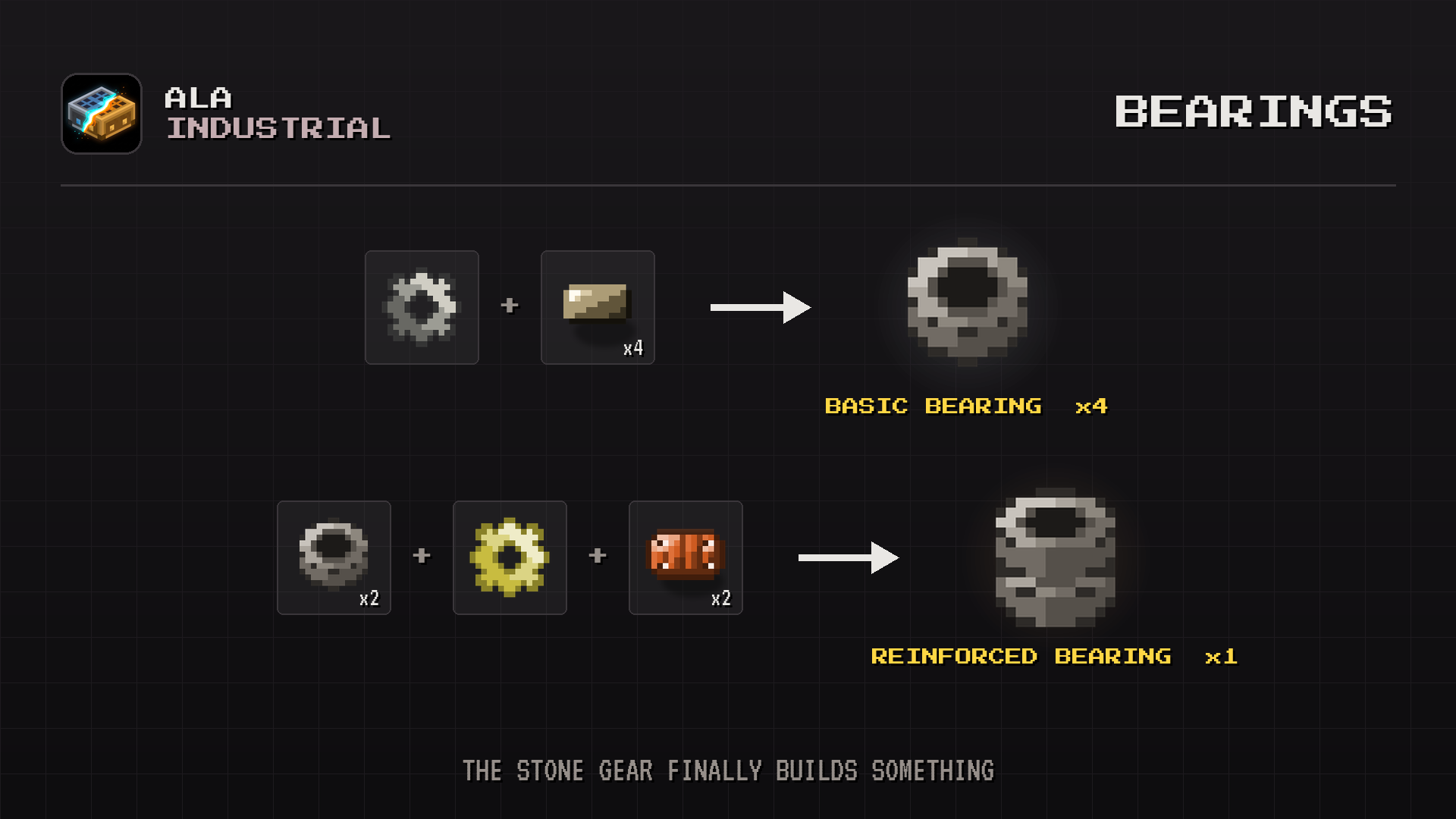 Ala Industrial 0.1.142 update preview: basic and reinforced bearings with their recipes